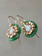 earrings Small Mandala opal, aventurine