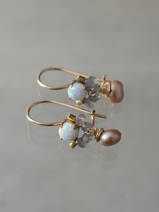 earrings Dancer opal, labradorite, pearl