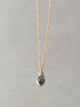 necklace Wire mini oval, labradorite