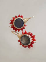 earrings Flower labradorite and coral