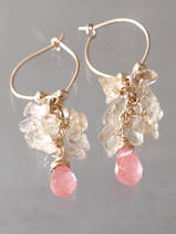 earrings Cluster citrine and cherry quartz